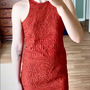 Lovers+Friends Caspian Red Lace Sheath Dress XS
